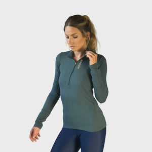 Womens Yoga Gym Long Sleeve Top | Astra Long Sleeve Tshirt | Grey Thumbnails-1