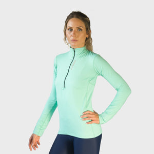 Womens Yoga Gym Long Sleeve Top | Astra Long Sleeve Tshirt | Green Thumbnails-1
