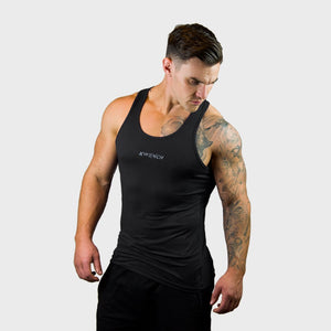 Kwench Mens Yoga Gym Vest Tank Stringer Hunk black Thumbnails-1